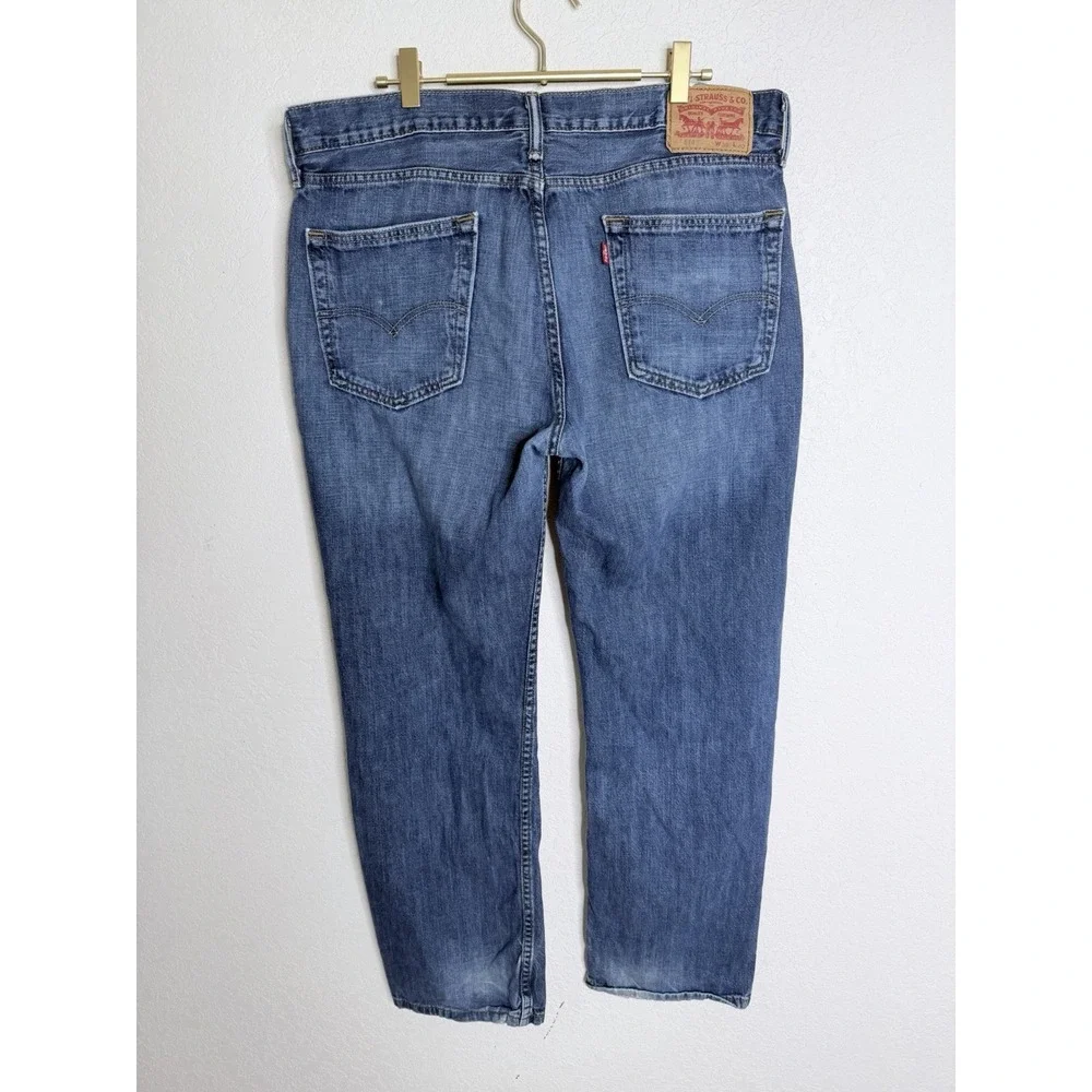 Levis 514 Jeans Mens 36x30 Blue Denim Straight Fit Medium Wash‎ Whiskered